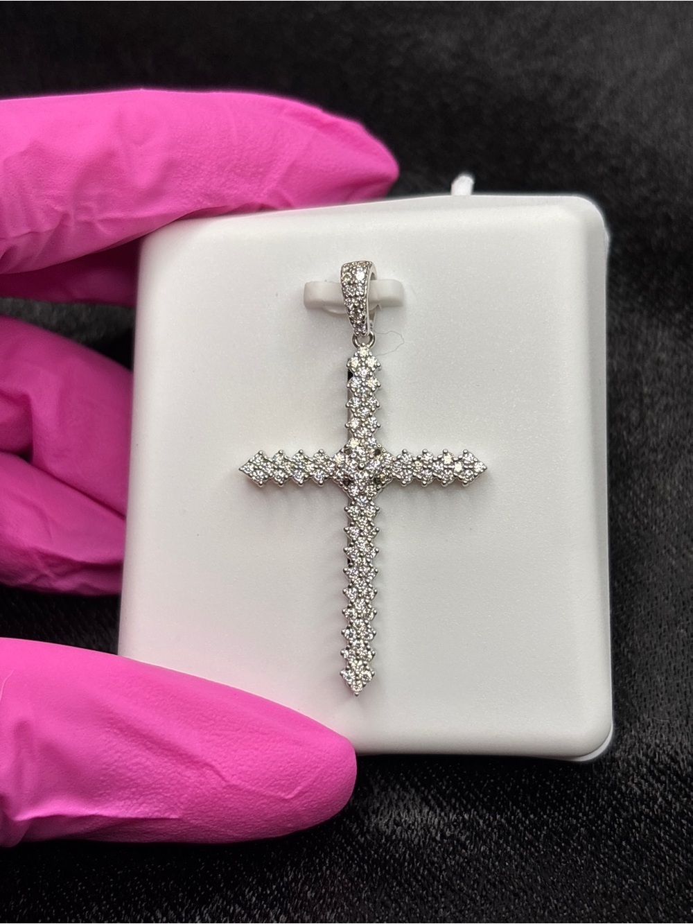 .925 Sterling Silver 1 CTW VVS Moissanite Medium Pave’ Cross Pendant